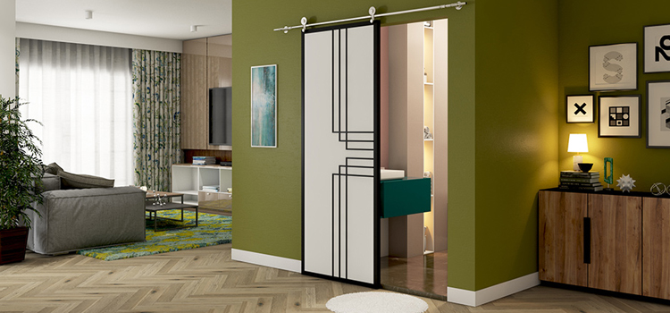 sliding bathroom door installation in Aurora